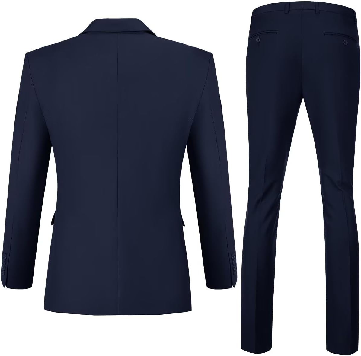 Mens Slim Fit 2 Piece Suit Two Button Notched Lapel Solid Suit Jacket Pants Set Tuxedo for Prom - Image 2