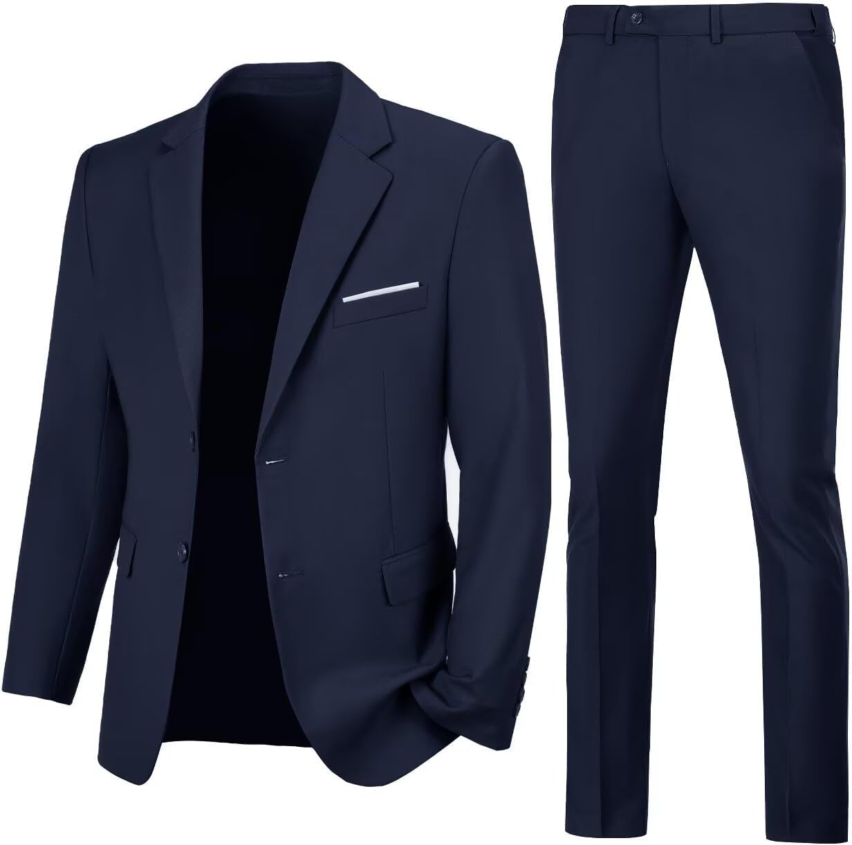 Mens Slim Fit 2 Piece Suit Two Button Notched Lapel Solid Suit Jacket Pants Set Tuxedo for Prom