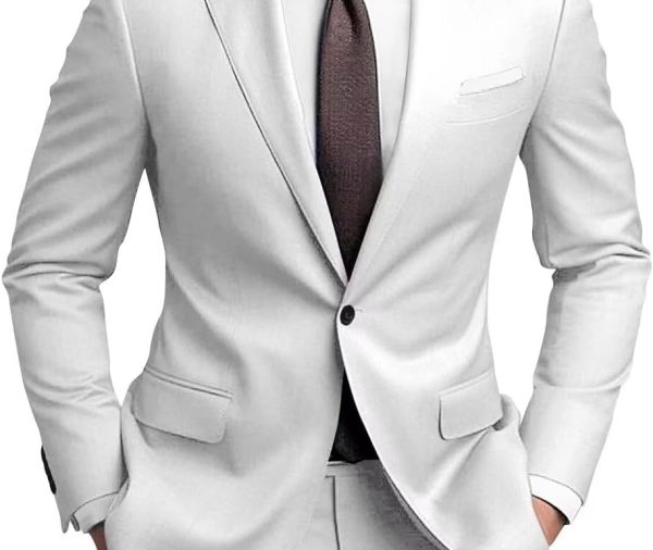 Mens Suits Regular Fit 2 Piece Suit for Men Wedding Prom Business Formal Suit