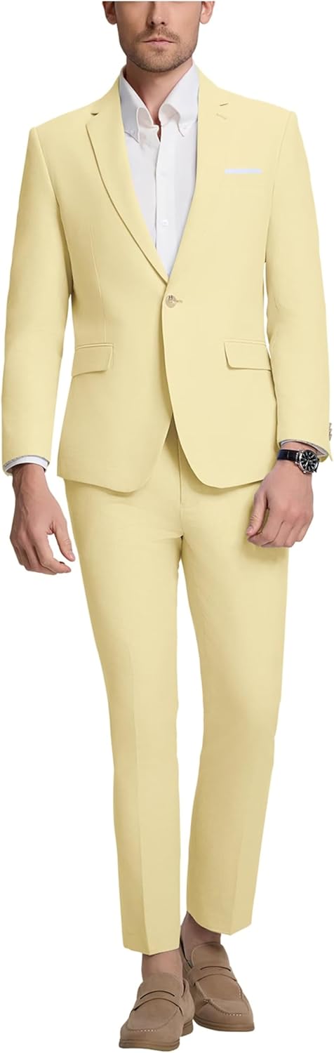 Mens Suit Slim Fit 2 Piece Suits for Men Formal Suit Jacket Pants Business Casual Suits Wedding Prom Tuxedos