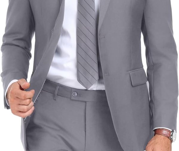 Mens 2 Piece Suit Set Slim Fit 2 Button Dress SuitsTuxedo Set Wedding Blazer Jacket Pants Tie Business Party Prom Suit