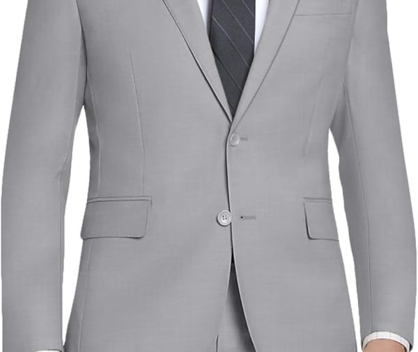 Mens 2 Piece Slim Fit Suit Set Two Button Solid Suit Jacket Pants with Tie Notch Lapel Casual Wedding Suits