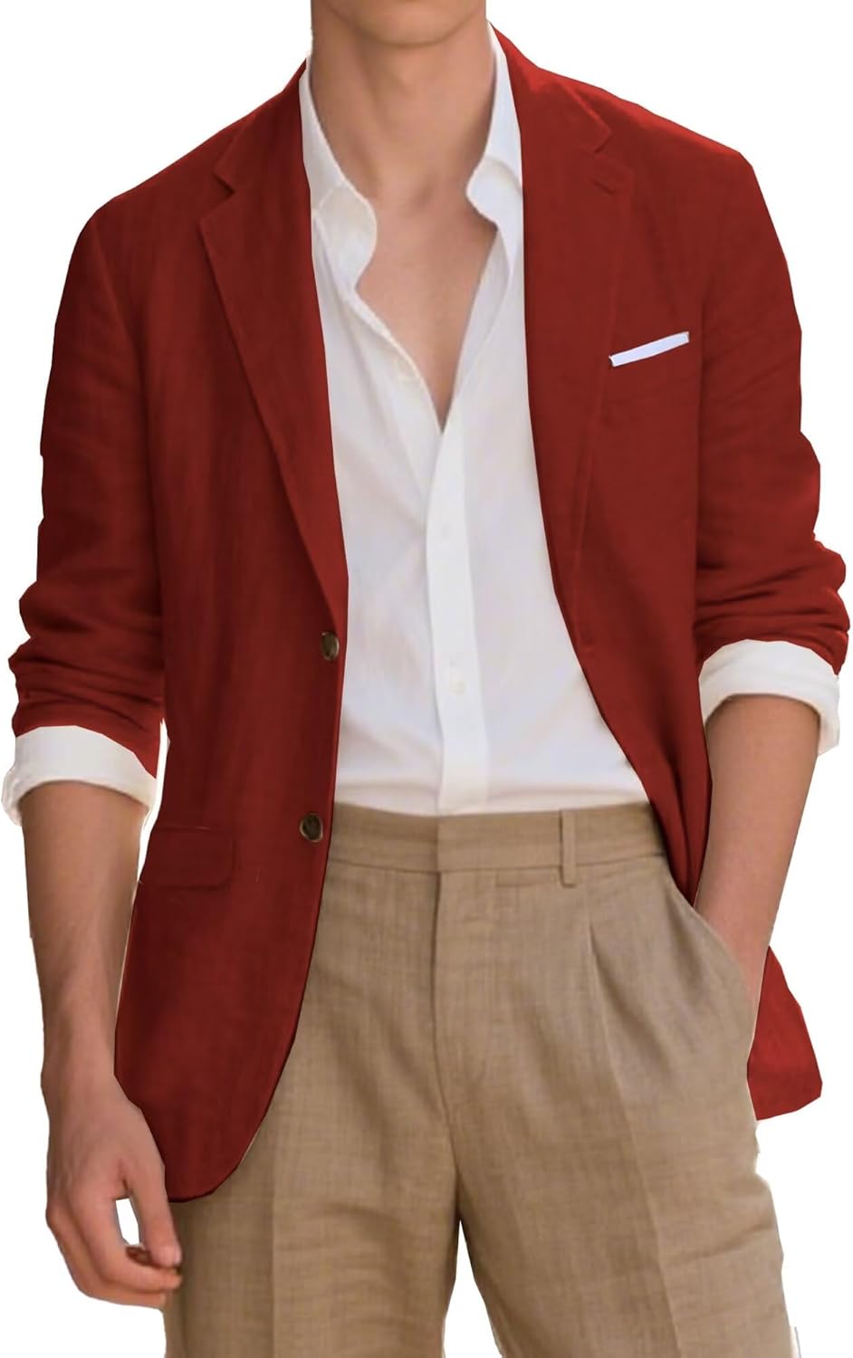 Linen Mens Blazer Slim Fit Casual Suits Jackets for Men Tuxedo Summer Wedding Beach Outfit Sports Coat Jacket