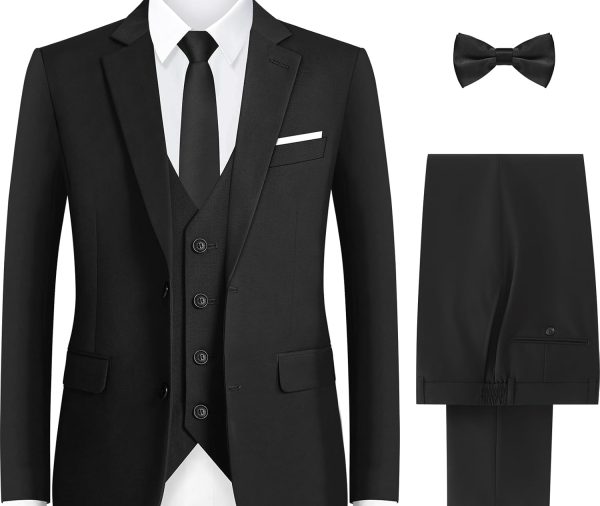 Men's Suit with Stretch Fabric 3-Piece Slim Fit Suit with 3 Fit Options (Short/Regular/Tall)