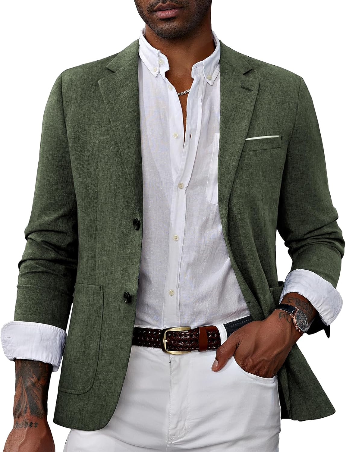 Mens Casual Sport Coat Blazer Two Buttons Lightweight Business Jackets