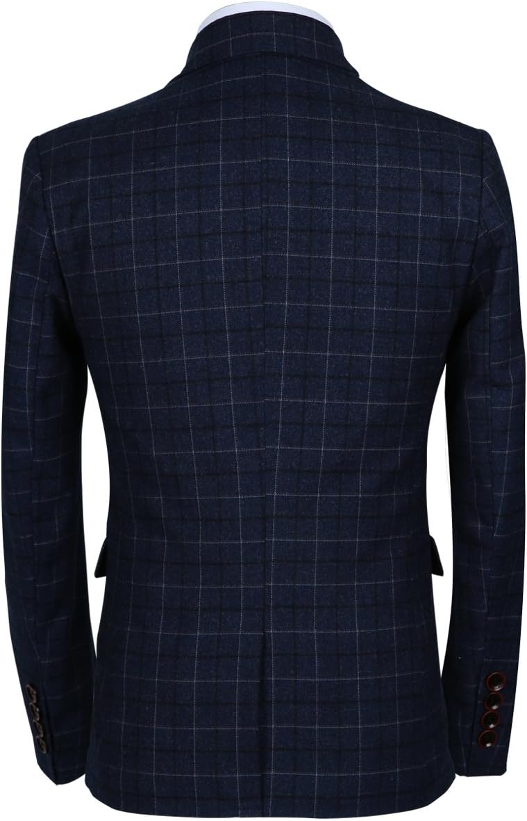 Mens 3-Piece Slim Fit Plaid Suit - Blazer, Vest, and Pants Set for Wedding, Prom, and Business - Image 2
