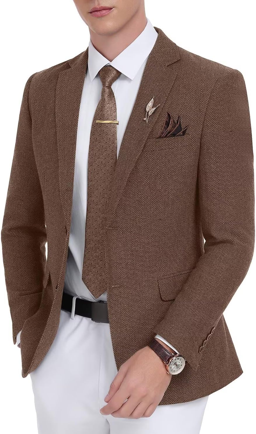 Retro Tweed Men's Suit Jackets Herringbone Slim Fit Sport Coats Blazer Prom Business Casual Men Tux Jacket Wedding Blazers - Image 2