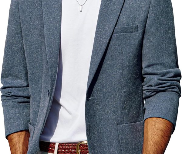 Mens Blazer Casual Sport Coats Lightweight One Button Suit Jacket for Summer