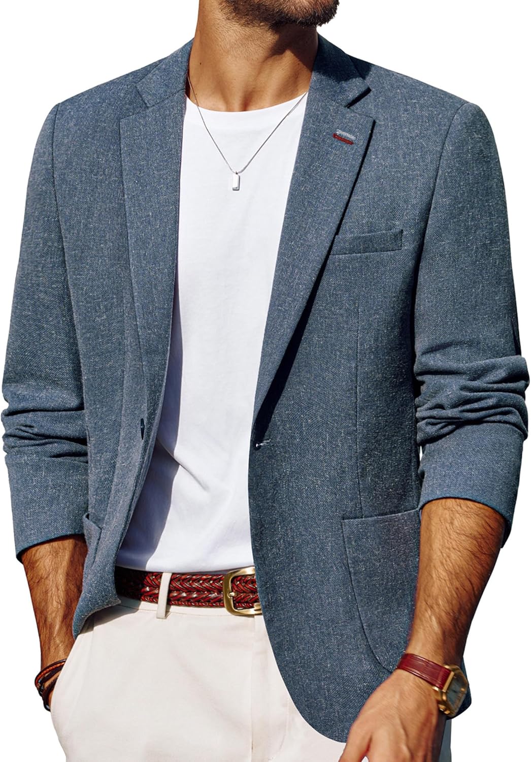 Mens Blazer Casual Sport Coats Lightweight One Button Suit Jacket for Summer